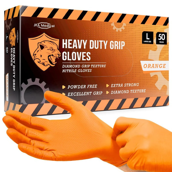 JFA Medical Heavy Duty 8g Orange Nitrile Gloves