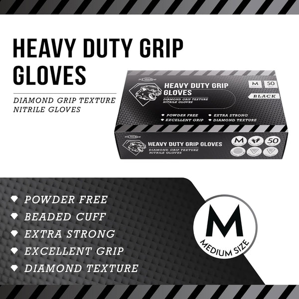 JFA Medical Heavy Duty 8g Black Nitrile Gloves